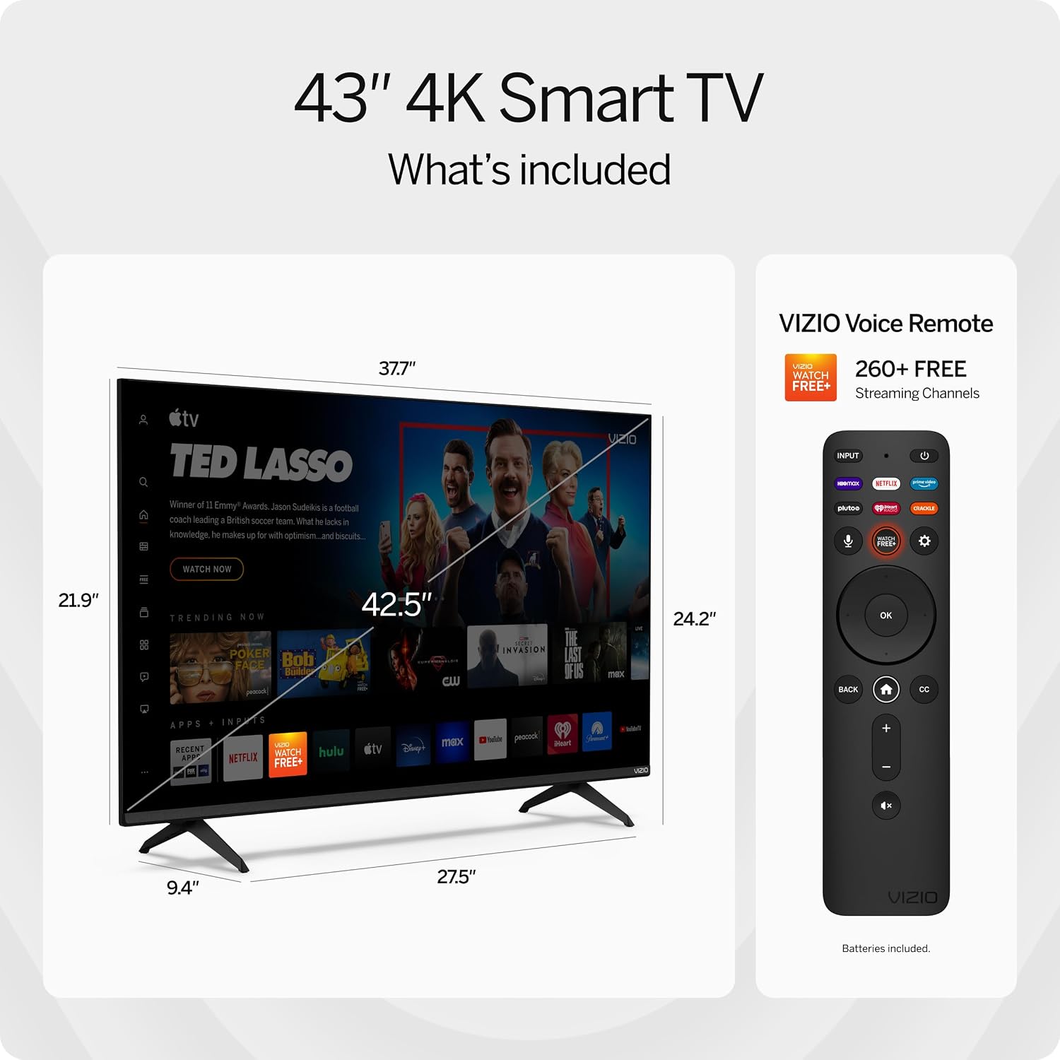 VIZIO 43-inch V-Series 4K LED HDR Smart TV w/Dolby Vision, WiFi 6E, Bluetooth Headphone Capable, AMD FreeSync & Alexa Compatibility, V435M-K04, 2023 Model