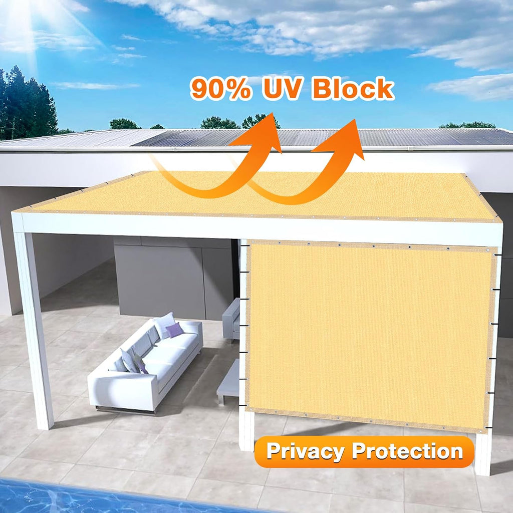 Artpuch Outdoor Pergola Shade Cover 14x20 FT Sun Shade Cloth with Grommets Sand 90% UV Protection Canopy Patio Privacy Screen (Customized Available)