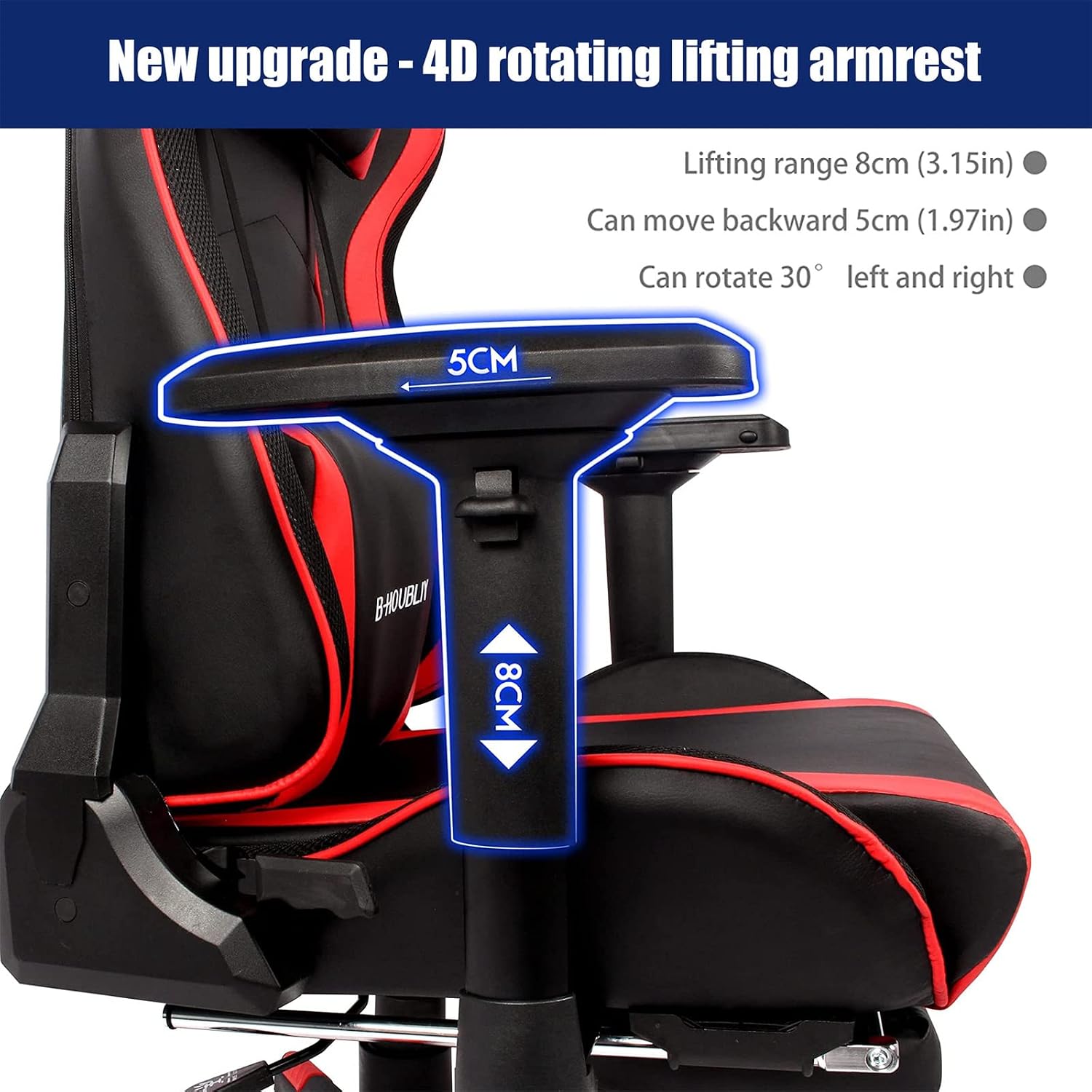 Gaming Chair with Footrest,4d Armrest Ergonomic Office Chair,90-180° Adjustable Backrest High Back Gamer Chair for Adults with Seven Point Massage Game Chair with Speakers,Pink