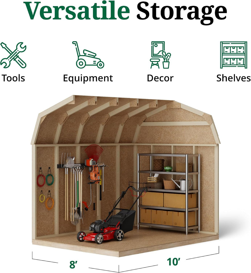 Little Cottage Co. 8x10 Value Gambrel Barn with 6 ft. Sidewalls with Floor, Outdoor Wood Storage Shed Do-It-Yourself Precut Kit
