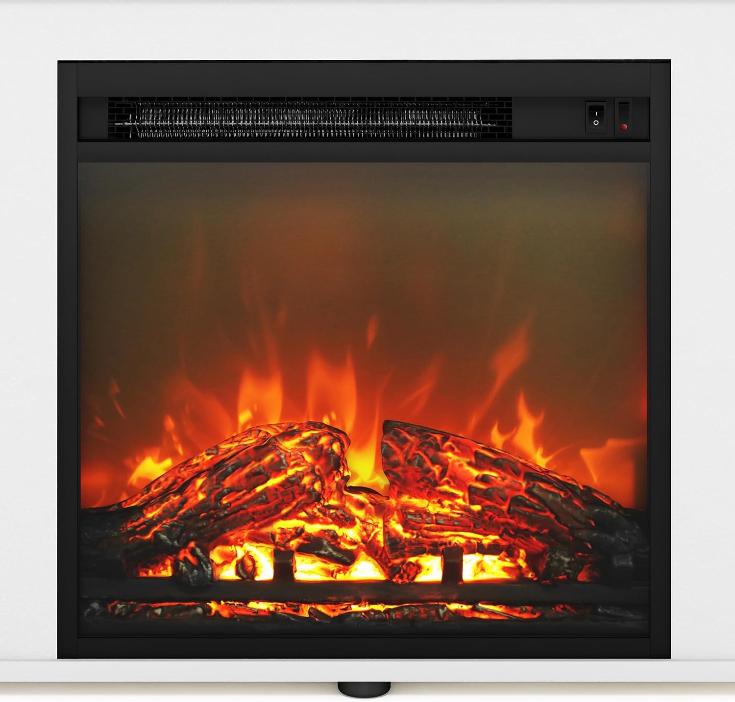 Furinno Jensen Entertainment Center Stand with Fireplace for TV up to 55 Inch, Corded Electric, White