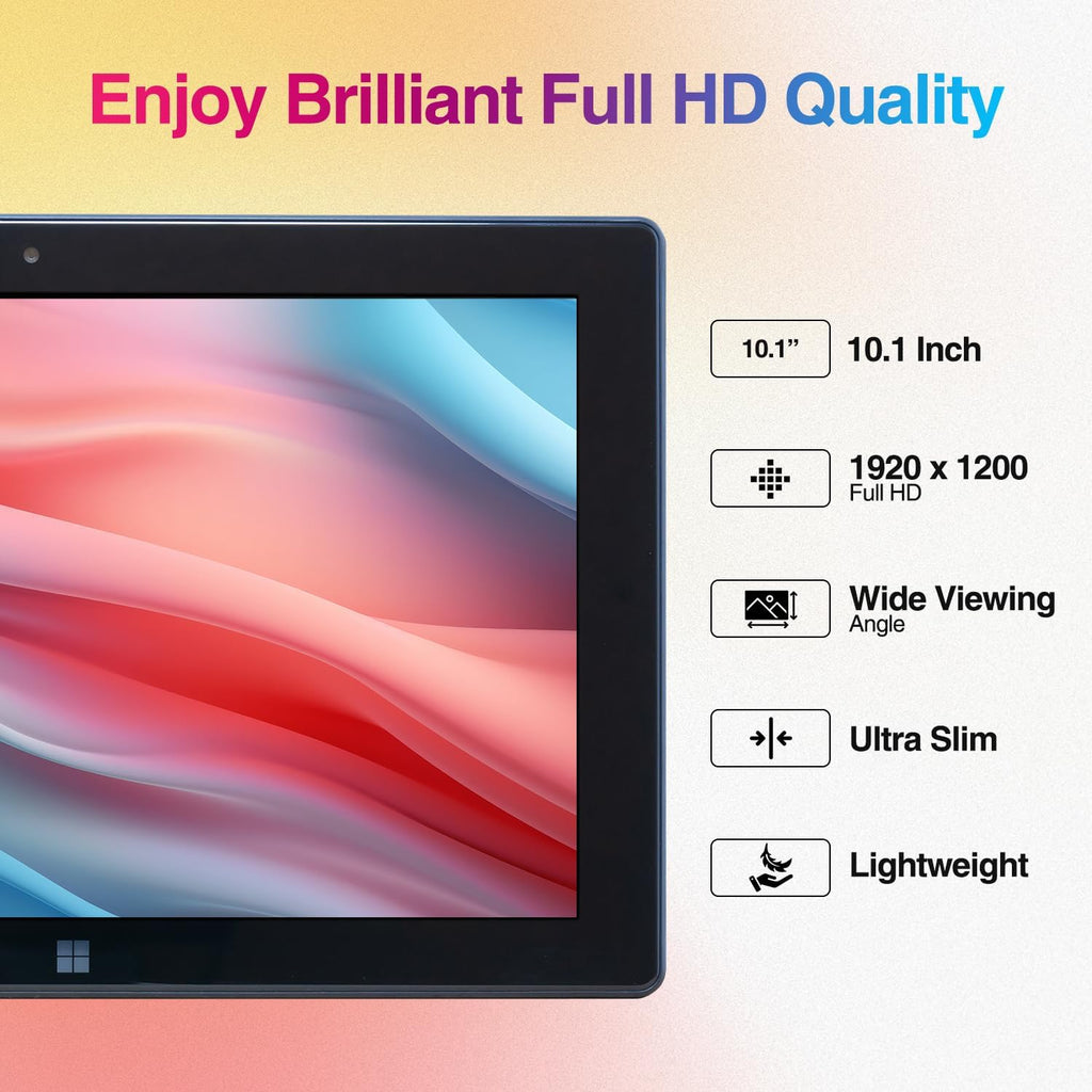 Fusion5 10.1' Windows 11 Tablet PC - FWIN232 Plus Ultra Slim Windows Tablet Computer - Intel 13th Gen, 8GB RAM, Full HD 10 Inch Display, 5G WiFi, USB 3.0, Micro HDMI, Dual Cameras, Bluetooth