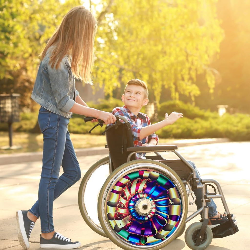 Designer Cover for Wheelchair Wheels, Enhances Aesthetics, Easy Install/Remove, Lightweight, New Matt Finish (Silky Ribbons)