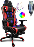 Gaming Chair with Footrest,4d Armrest Ergonomic Office Chair,90-180° Adjustable Backrest High Back Gamer Chair for Adults with Seven Point Massage Game Chair with Speakers,Red