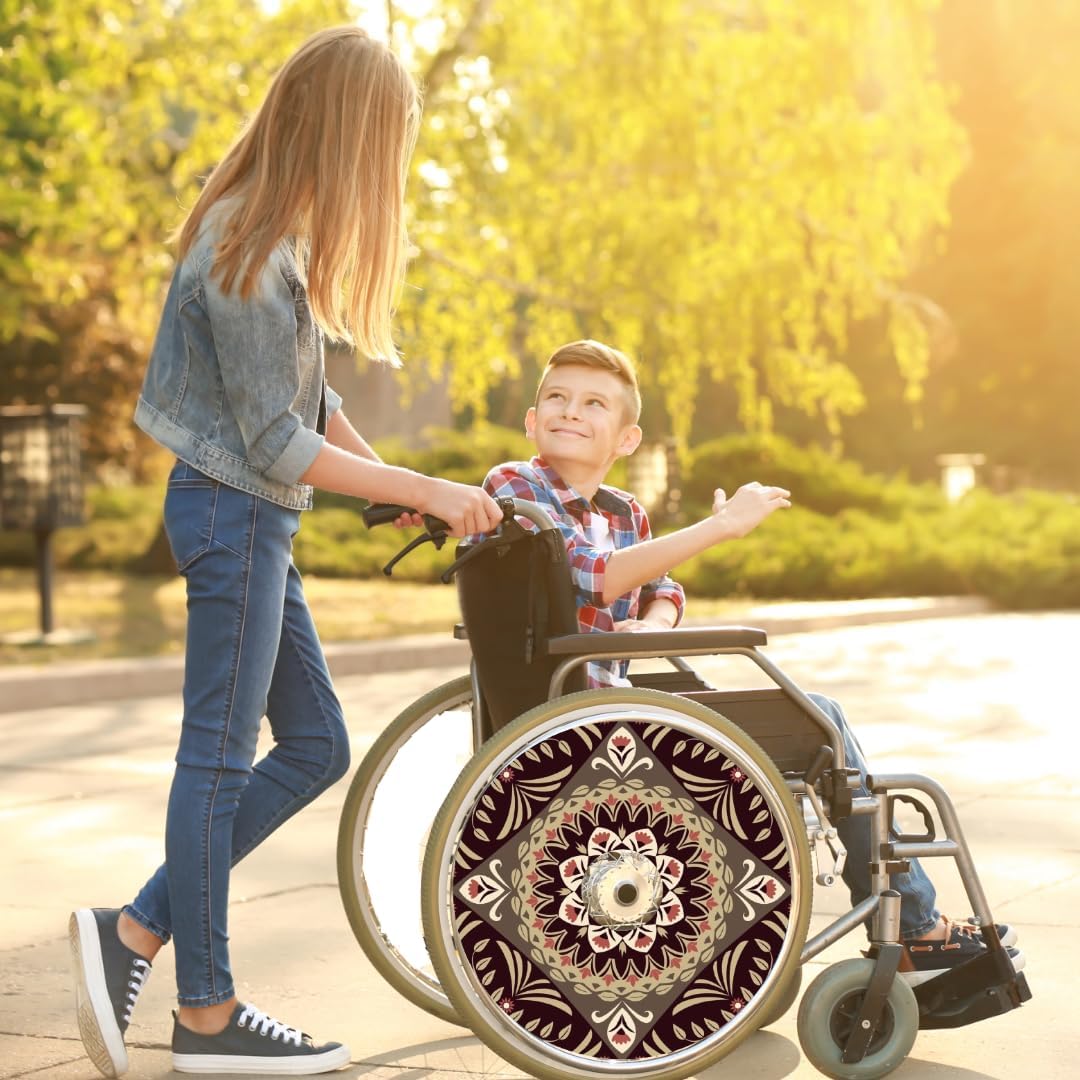 Wheelchair Memorial Day Wheel Covers, Accessories, Designer Covers, Mandala Lovers, Easy Install/Remove, Lightweight, Waterproof (Mandala Artistry)