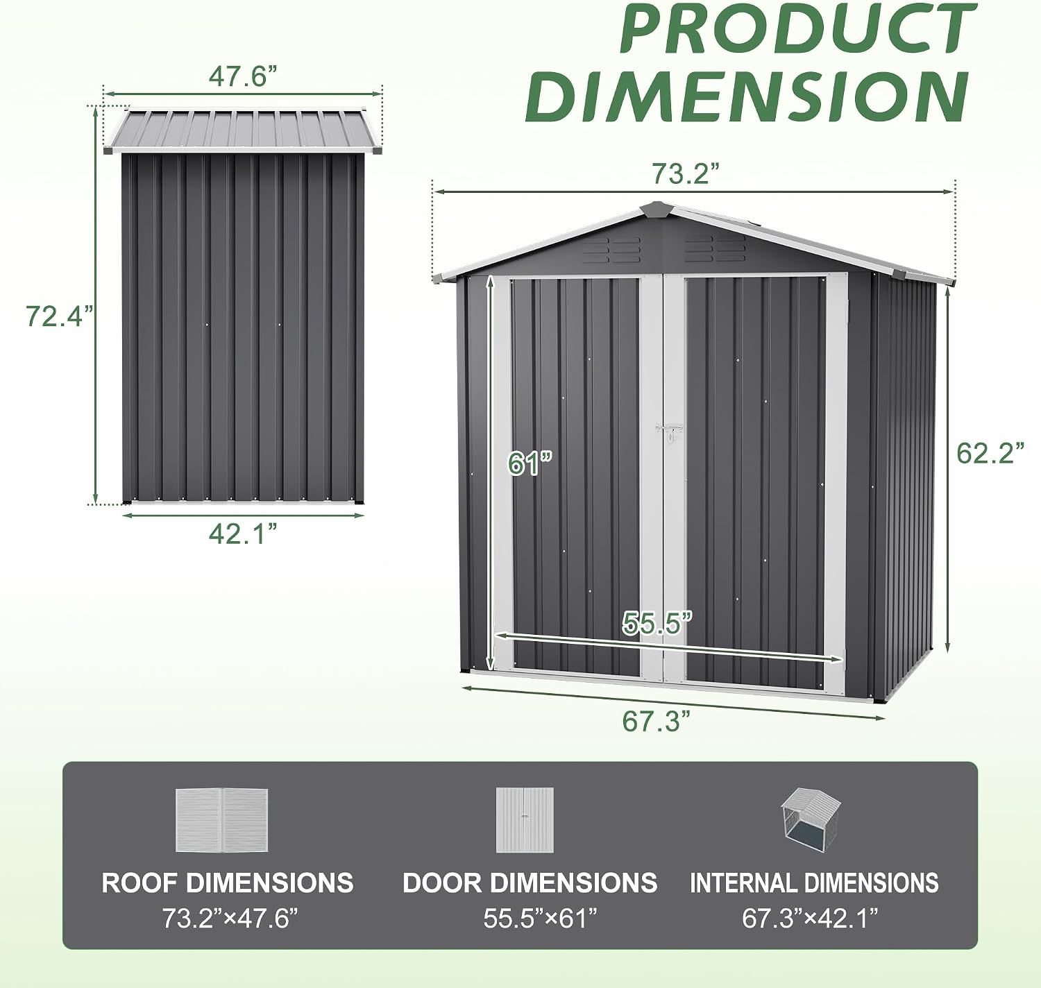 YOPTO 6 x 4 FT Outdoor Storage Shed with Floor Base & Lockable Hinge Door,Metal Garden Shed W/Sloped Roof,for Backyard Patio Lawn,Gray