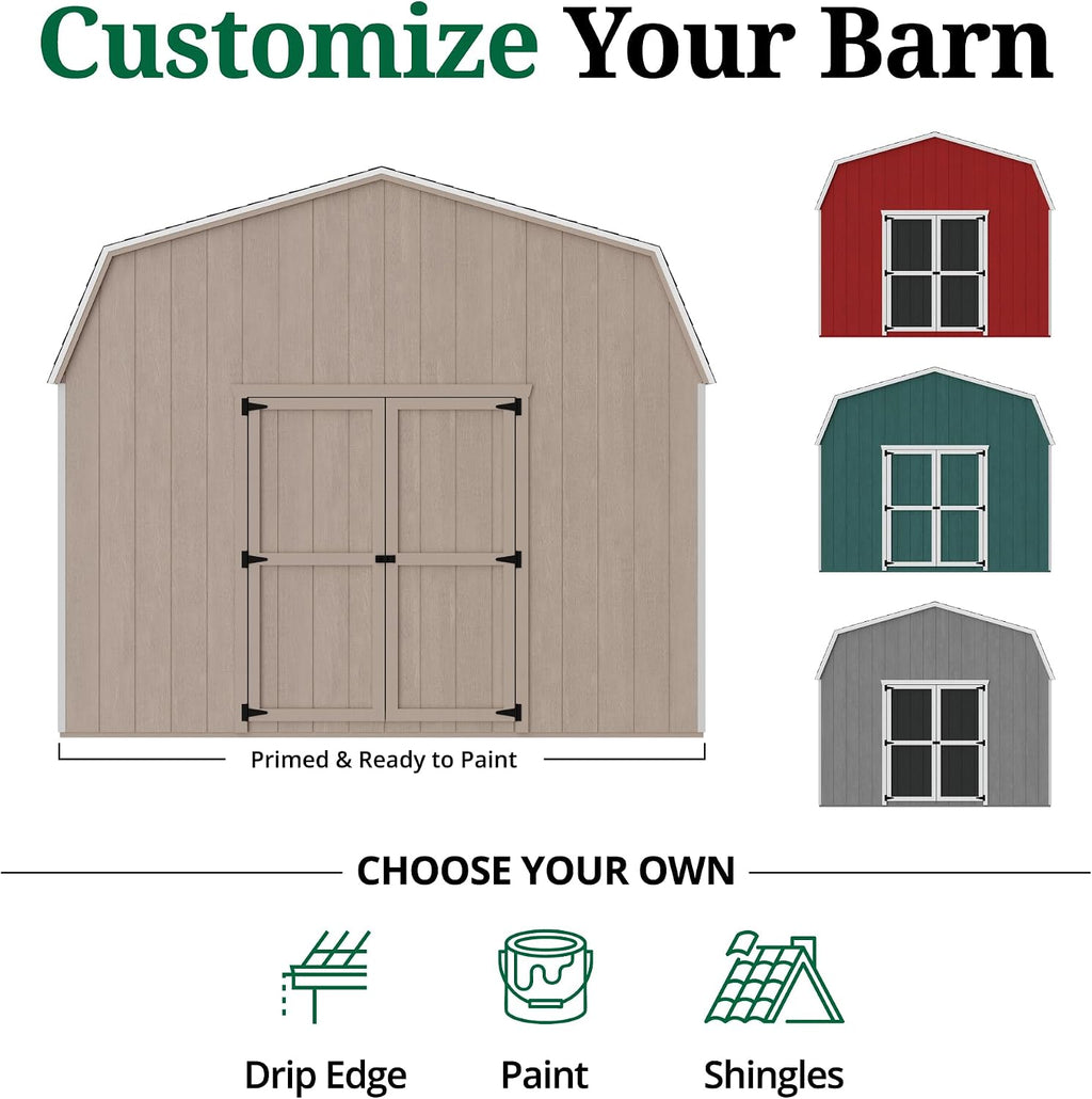 Little Cottage Co. 12x24 Value Gambrel Barn with 6 ft. Sidewalls with Floor, Outdoor Wood Storage Shed Do-It-Yourself Precut Kit