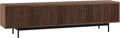 Henn&Hart Fluted TV Stand for TVs up to 85' with 2 Open-Concept Ribbed Storage Cabinets for Living Room, Family Room, or Office, Medium Walnut
