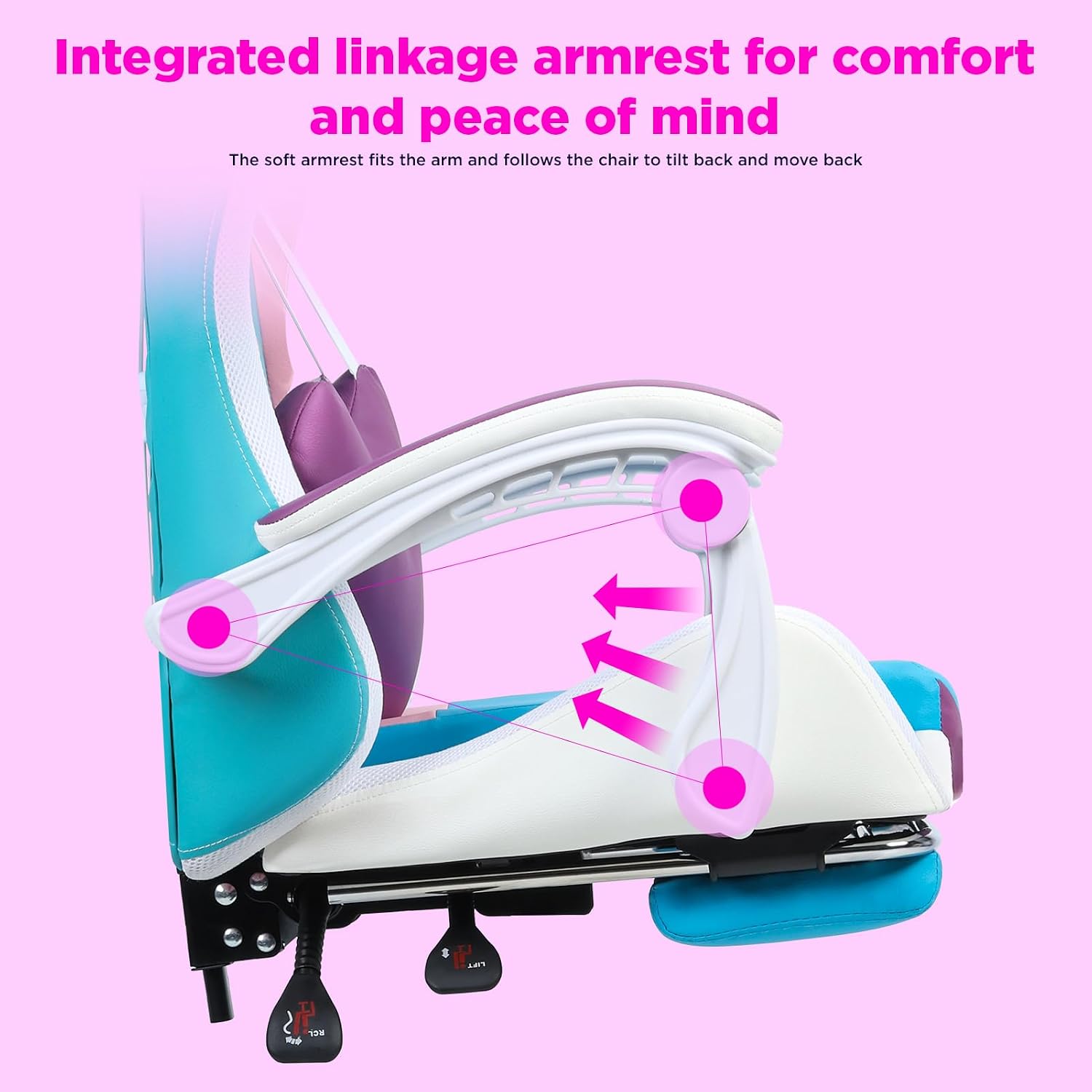 Gaming Chair with LED Lights, Gamer Chair with Height Adjustable, Ergonomic Massage Computer Gaming Chair with Footrest, Video Game Chair with Lumbar Support for Adults