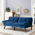 SoarFlash 67 Inch Futon Double Sofa Bed, 2 in 1 Velvet Loveseat Sofa with Adjustable Backrest for Living Room Bedroom Office Apartment Compact Couch(Blue)