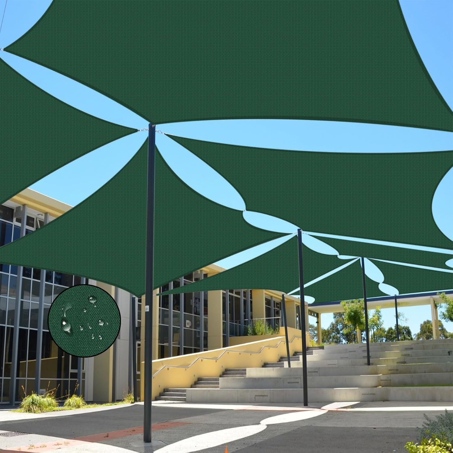 Sun Shade Sail,95% UV Blocker Shade Sails,Outdoor Dark Green Rectangle 6'5''x14'8'' Waterproof Shade Sail,for Pergola Carport Awning Yard Activities