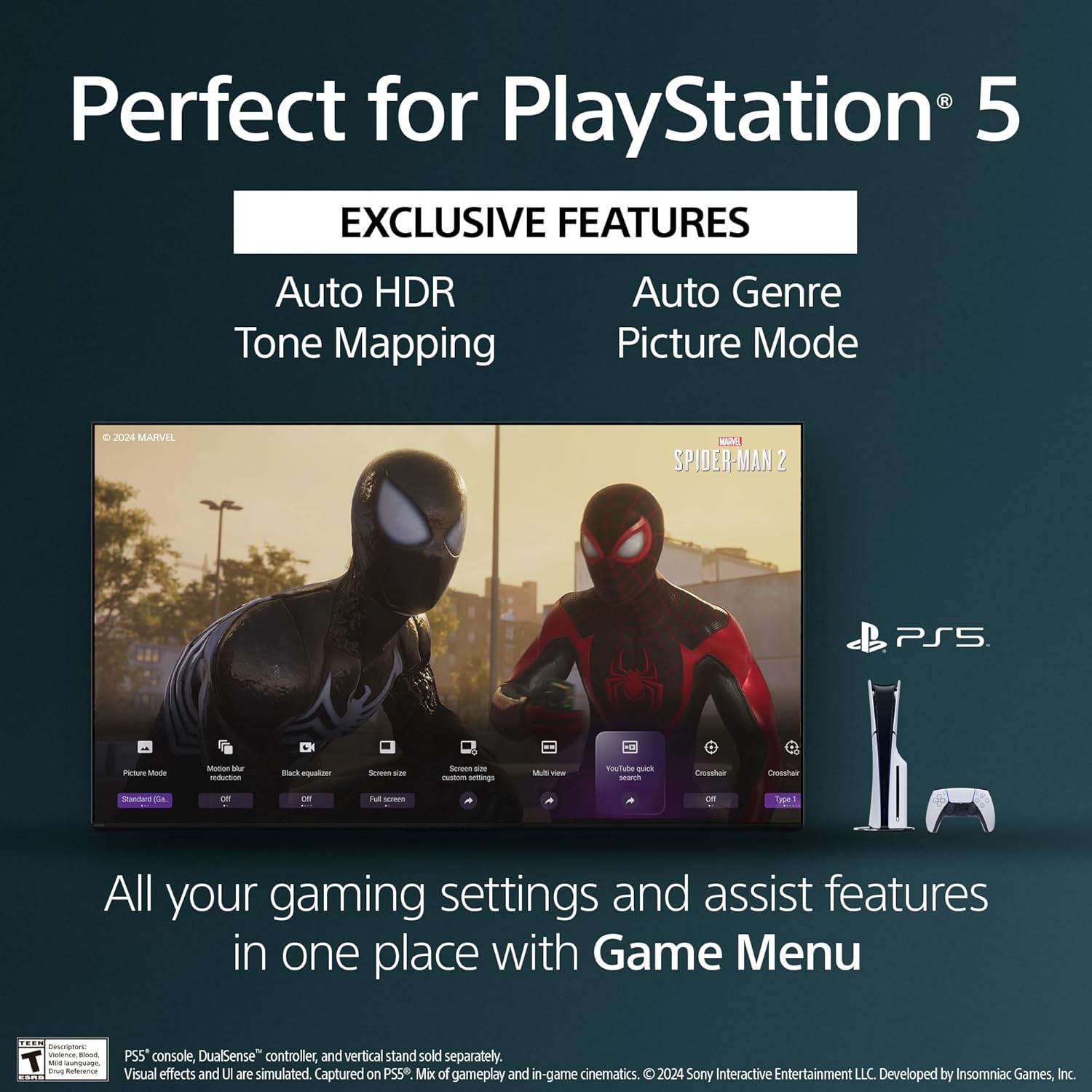 Sony BRAVIA 5 55 Inch TV, Mini LED, 4K Smart Google TV, XR Processor with AI Technology,120hz Television with Dolby Vision/Atmos, Exclusive Features for PlayStation®5, K-55XR50