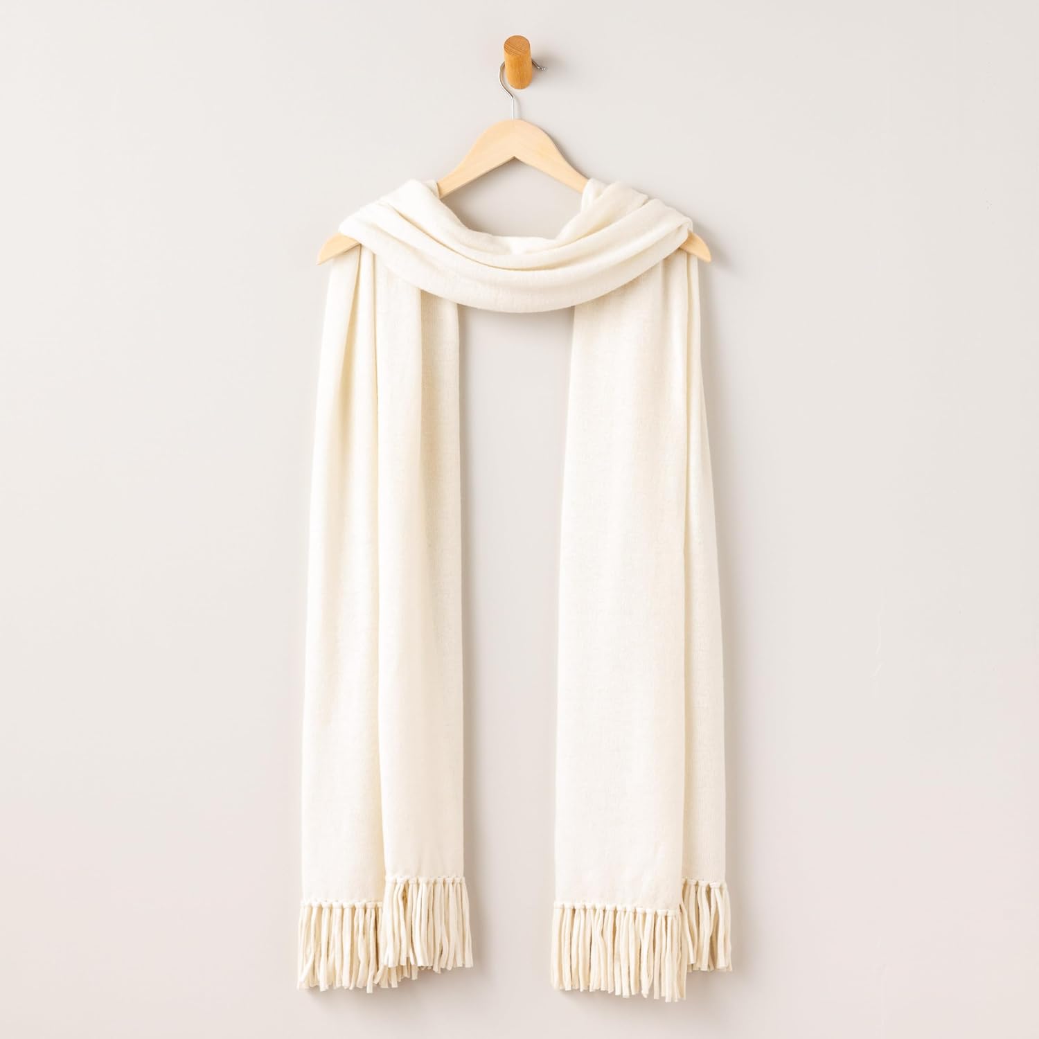 Fishers Finery Women's 100% Cashmere Knit Shawl Wrap with Fringe | Oversized 78' long by 28' wide