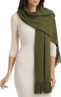 Fishers Finery Women's 100% Cashmere Knit Shawl Wrap with Fringe | Oversized 78' long by 28' wide