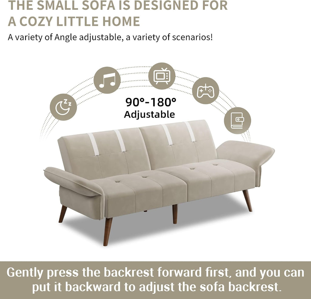 Shintenchi Convertible Sofa Bed, Folding Futon Couch with Adjustable Backrest, Sleeper Recliner Loveseat, Modern Futon Couch, Sofa Cama, Couches for Living Room(Coffee