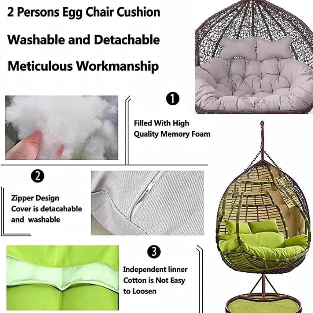 Swing Hanging Chair Cushion Egg Chair Cushion Thicken Hanging Basket Egg Chair Waterproof Heavy Duty Swing Chair Cover Seat Cushion for Garden Outdoor Indoor Patio(15,110CM)
