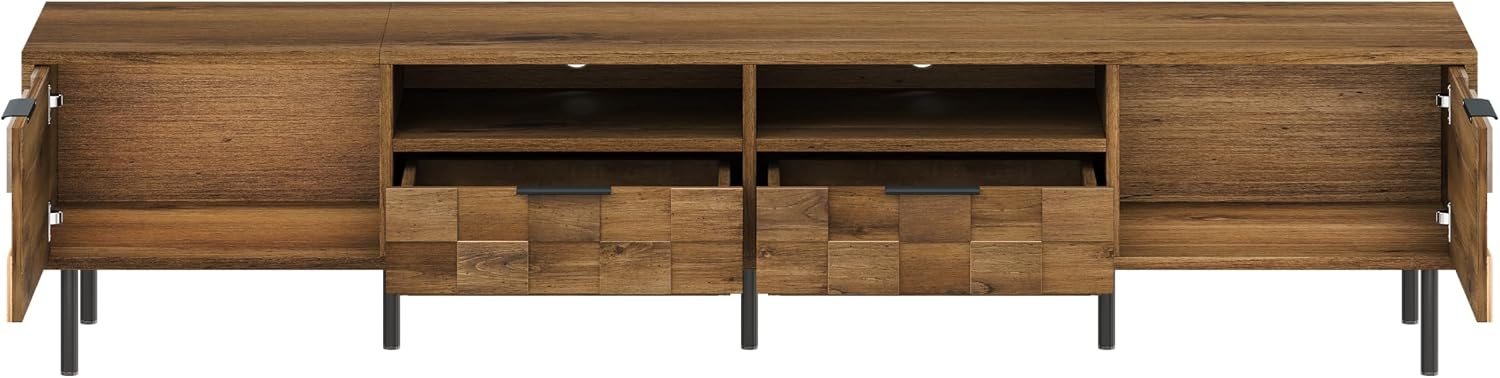 Merax 80' TV Stand for TVs Up to 85', Modern Entertainment Center with 2 Drawers, 2 Doors, and Open Space, Media Console with Unique Mosaic Front Design for Living Room