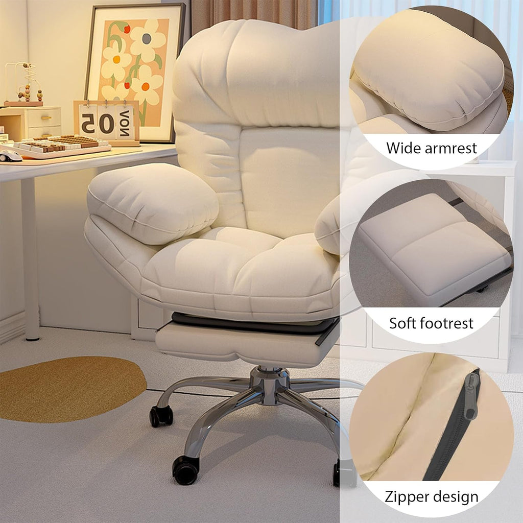 Comfortable Office Chair with Adjusted 90° and 160° Backrest and Armrests, Gaming Computer Chair with Lumbar Support, Foot Rest for Bedroom, 27.56 * 23.23 * 45.67 in