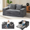 Convertible Sofa Bed, Boneless Couch Loveseat Sleeper, 2 in 1 Folding Couch Bed, Fold Out Comfy Floor Futon Sofa with Pillows for Living Room Bedroom, Grey