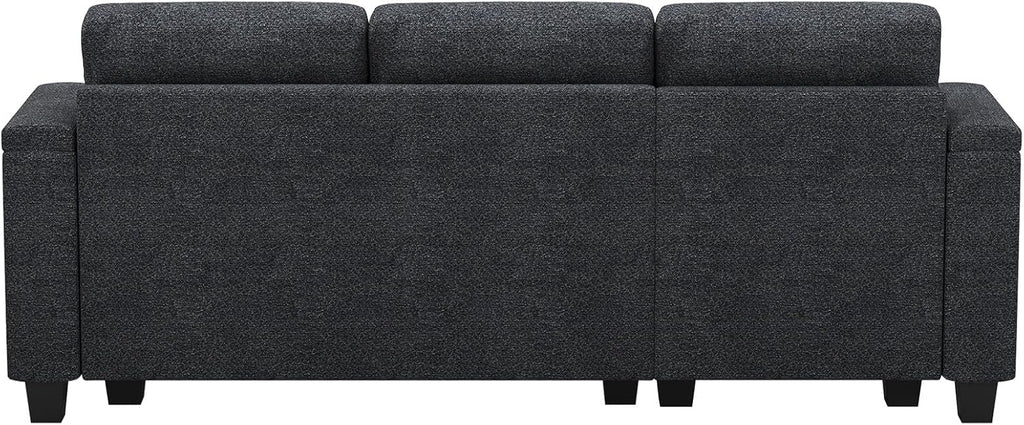 Belffin Small Corner Modular Sectional Couches for Living Room U Shaped Couch with Cup Holder Dark Grey Couch
