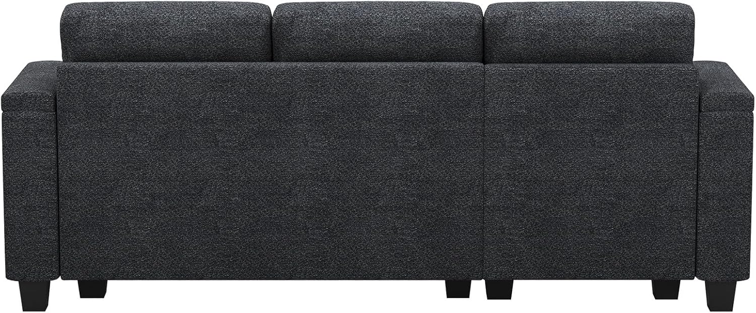 Belffin Small Corner Modular Sectional Couches for Living Room U Shaped Couch with Cup Holder Dark Grey Couch