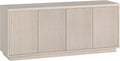Henn&Hart Fluted TV Stand for TVs up to 65' with 2 Concealed Ribbed Storage Cabinets and Adjustable Shelves for Living Room, Family Room, or Office, Beech White