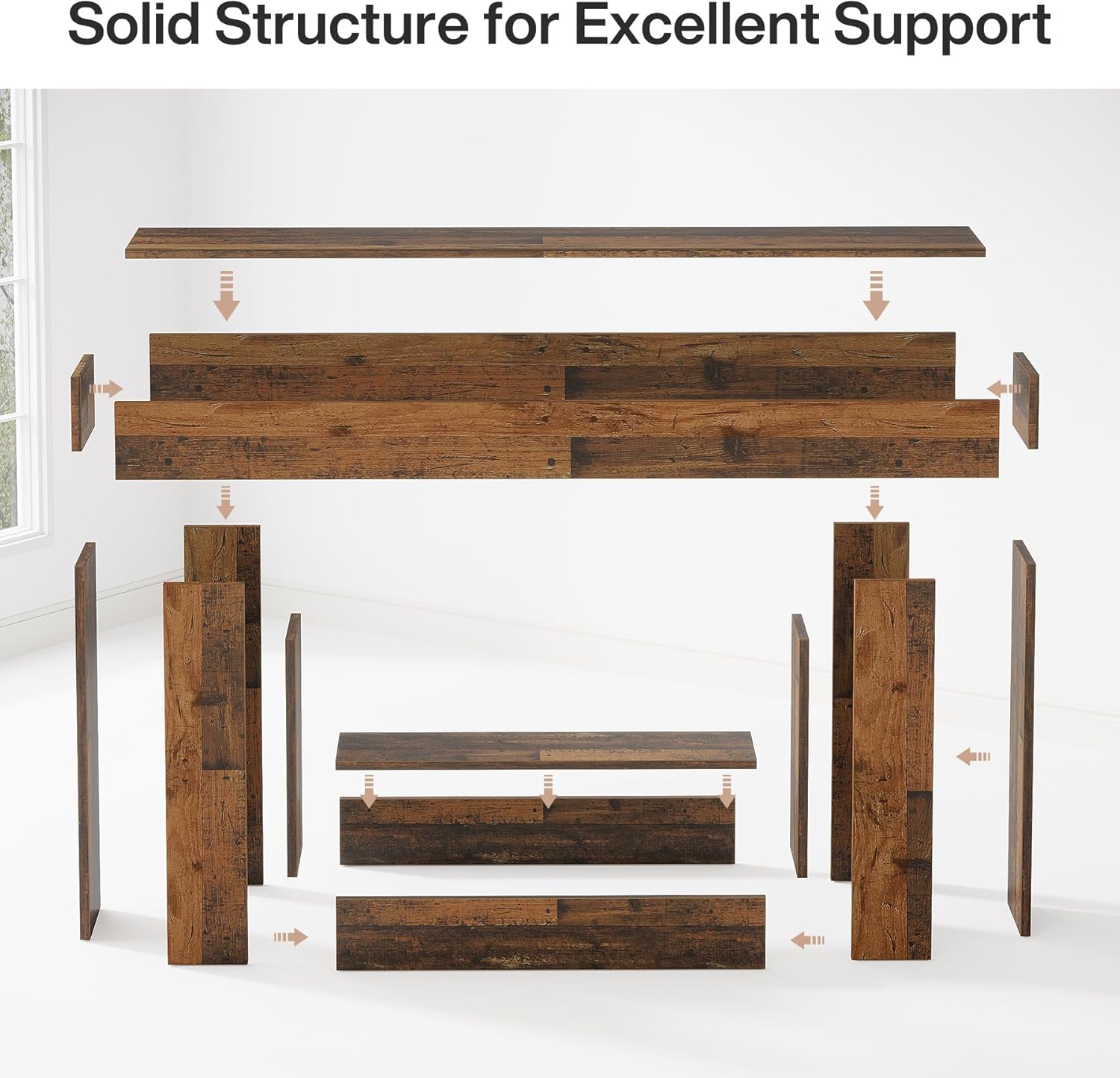 Tribesigns 63' Console Table, Farmhouse 2-Tier Entryway Table with U-Shaped Base, Narrow Long Wood Sofa Table Behind Couch Table for Living Room, Hallway, Foyer, Mix Brown