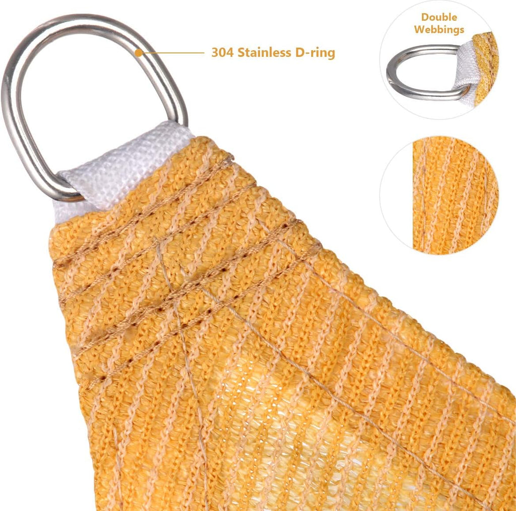 Eden's Decor Straight Flat-Edged Sun Shade Sail Rectangular 12' x 16' Wheat UV-Blocking Outdoor Canopy Fabric Cloth Awning for Pergola Patio Garden Backyard Custom Size
