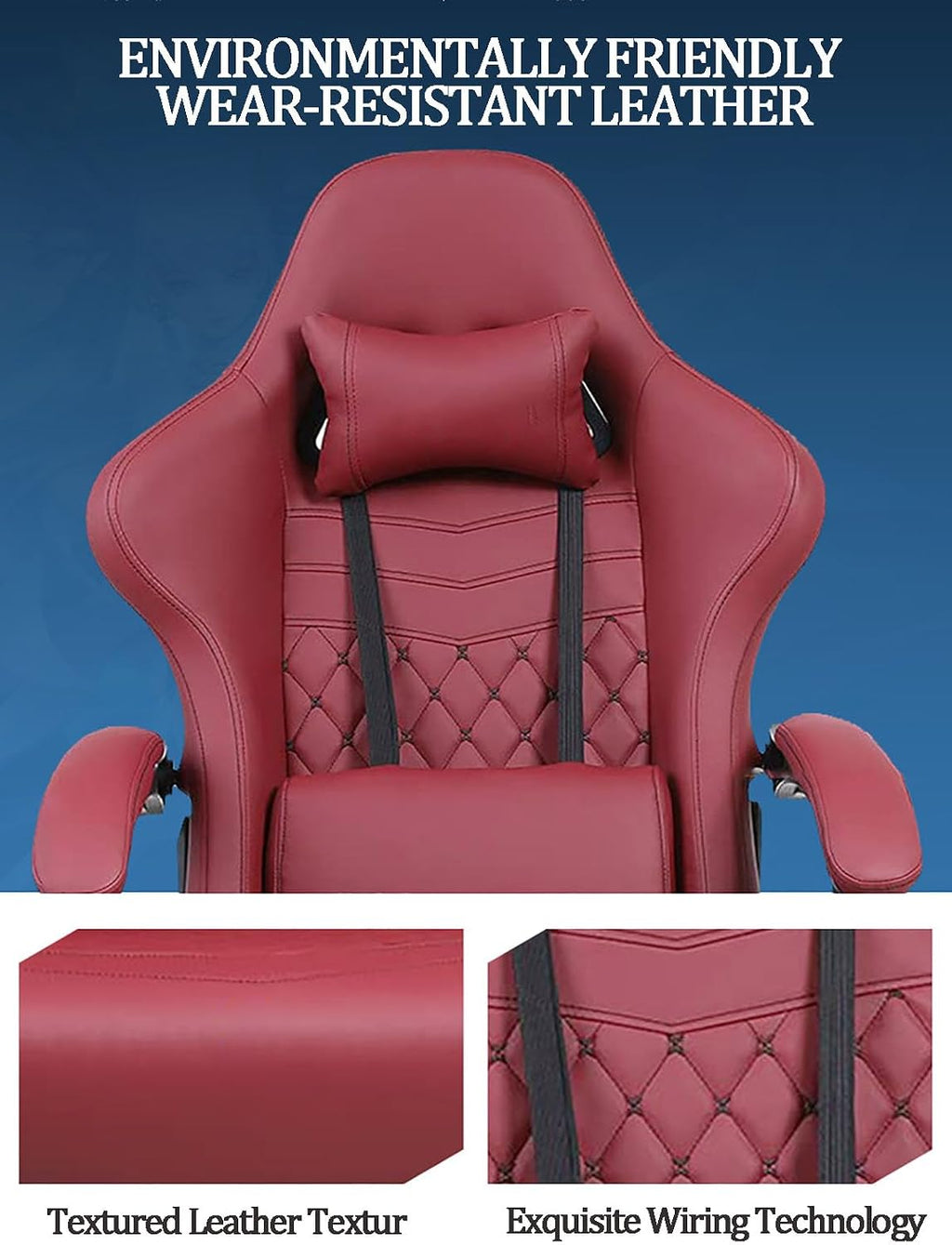 JSWHYBD Ergonomic Office Chair Computer Chair with Lumbar Support Big and Tall Gaming Chairs for Adults with Footrest Swivel Seat Height Adjustable Computer Chair with Headrest White