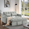 3 in 1 Convertible Sofa Bed, Love Seat Sleeper Bed with Side Pockets, Velvet Fabric Pull Out Couch with Adjustable Backrest for Living Room, Bedroom, Apartment, Gray