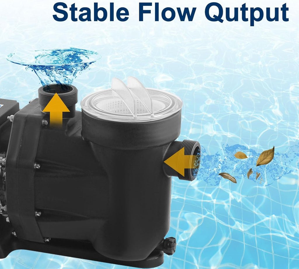 Pool Pump with Timer Above Ground/1.5HP Swimming Pool Pump 7350GPH In/Above Ground Pool Pump with High Efficiency and Low Noise,Apply to Water Circulation in Filtration System