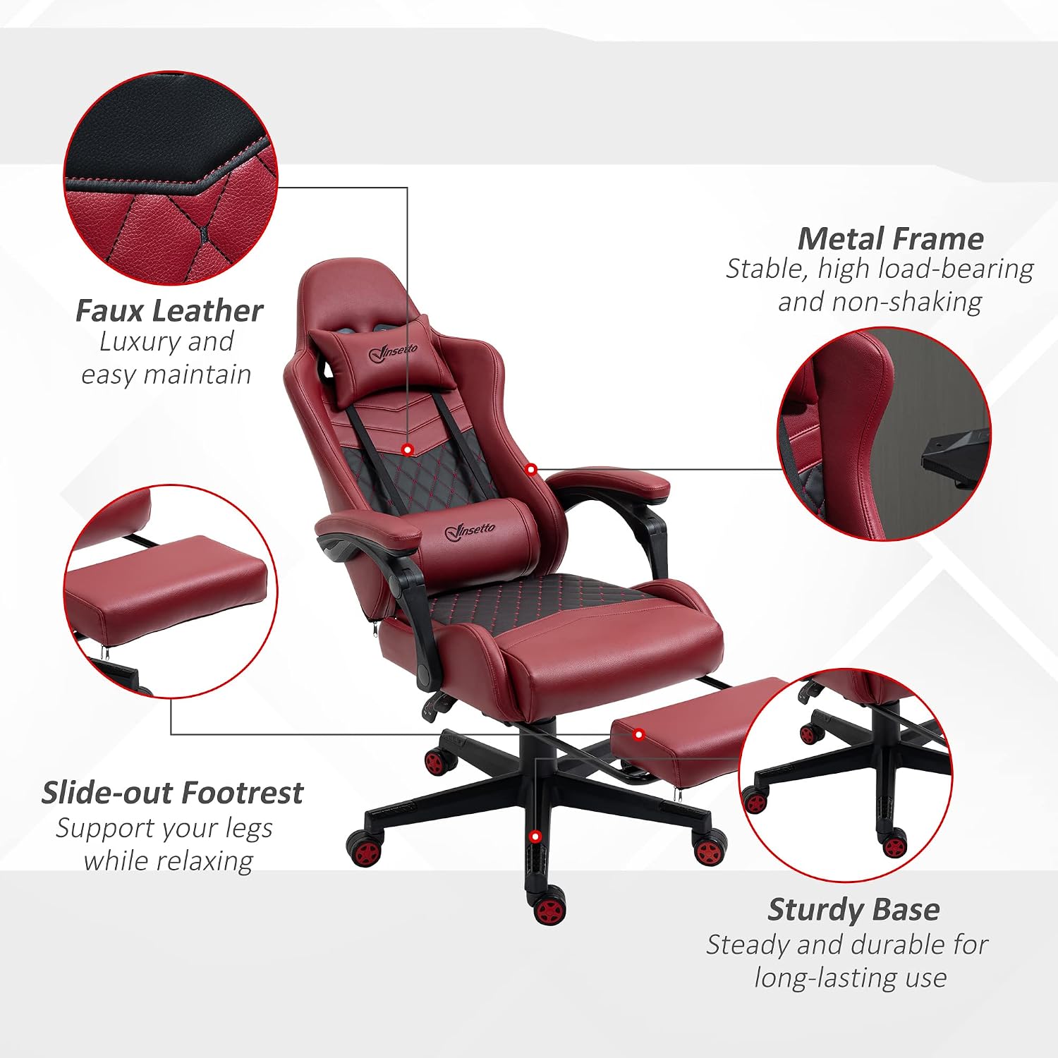 Ergonomic Office Chair with Massage Lumbar Support, 400 lbs High Back Swivel Rolling Desk Chairs, Adjustable Gaming Computer Chairs for Adults, Comfy Home Office Furniture for Bedroom Study,Red