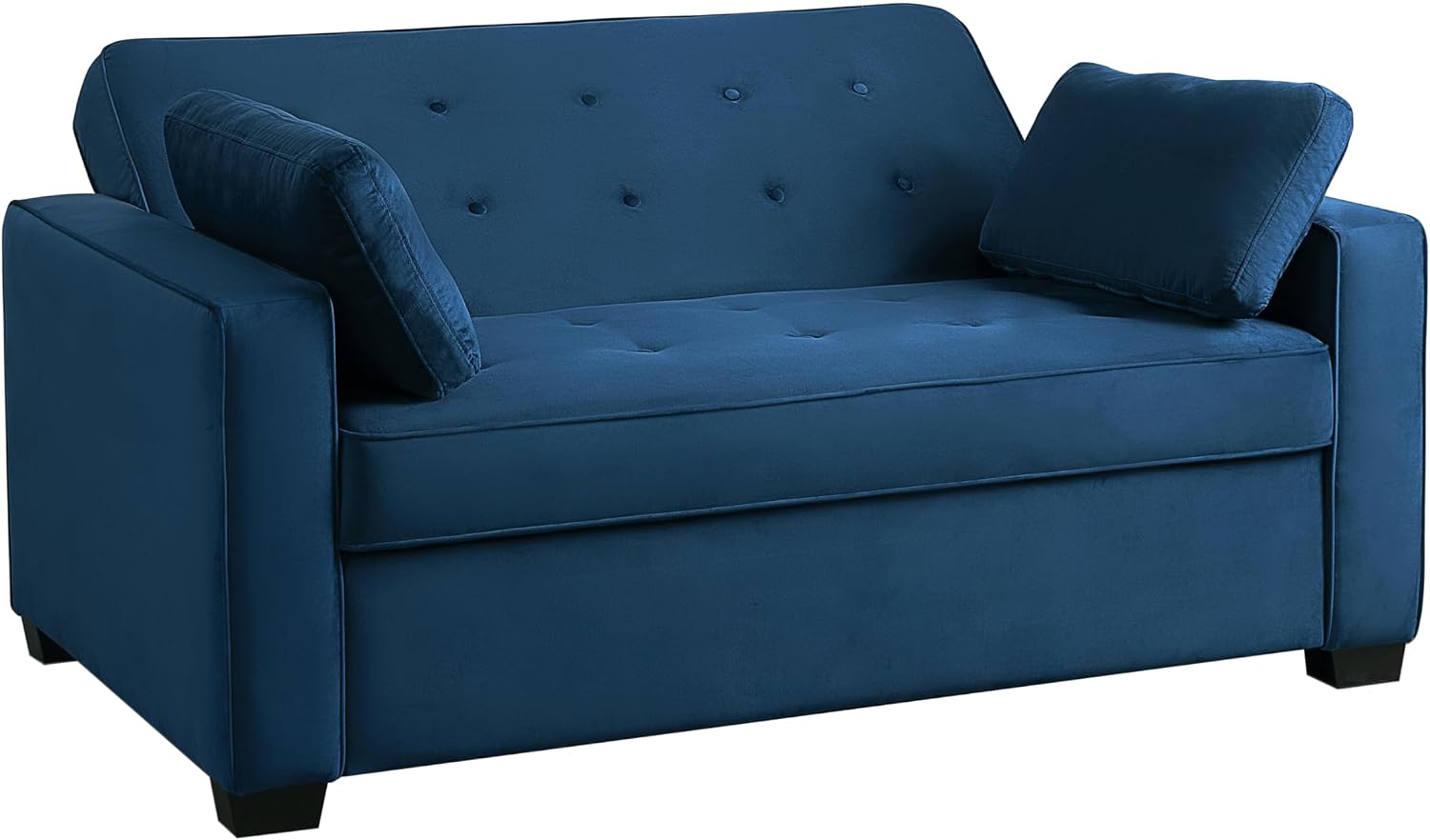 Serta Ainsley 66.5' Convertible Sleeper Loveseat, Full Size, Dreamcoil Comfort, Soft Velvet Fabric, Navy