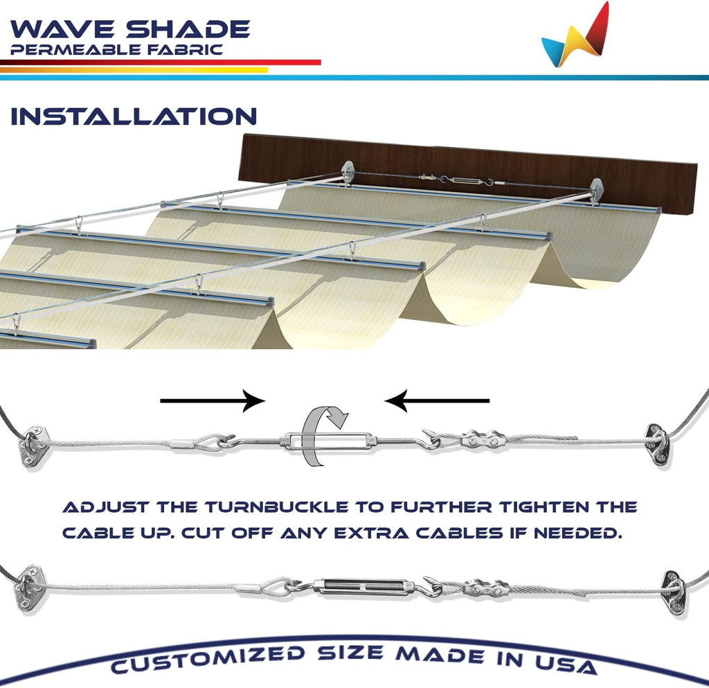 Windscreen4less 4' x 14' Retractable Sun Shade Canopy Cover Sliding Wave Shade Sail for Pergola Patio Deck Yard Gazebo Outdoor (Beige)