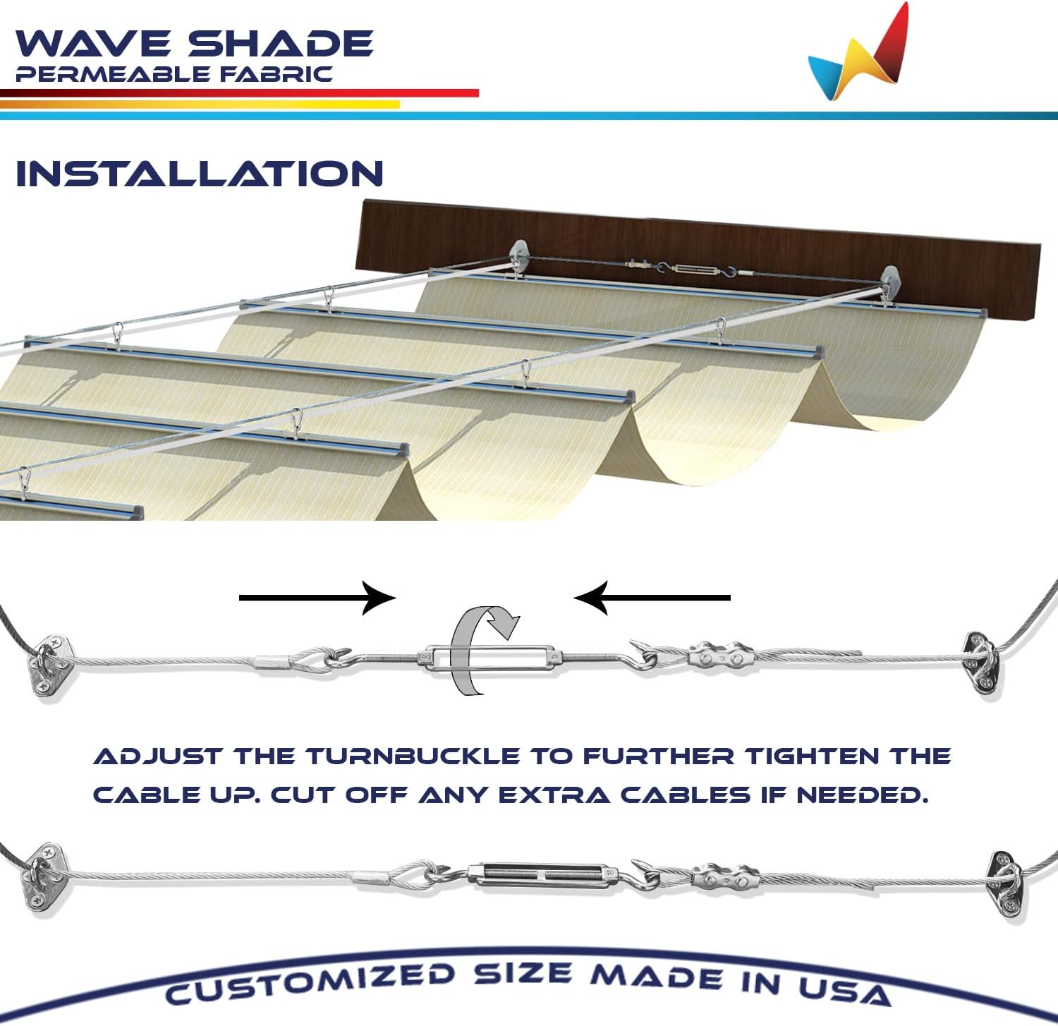 Windscreen4less 4' x 14' Retractable Sun Shade Canopy Cover Sliding Wave Shade Sail for Pergola Patio Deck Yard Gazebo Outdoor (Beige)