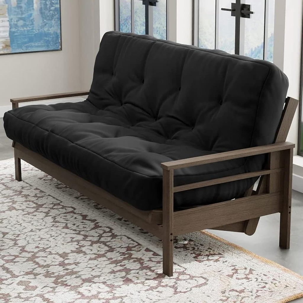 Loosh Home | 12' Full Size Futon Sofa Bed Foam Mattress - USA Made, Black, No Frame