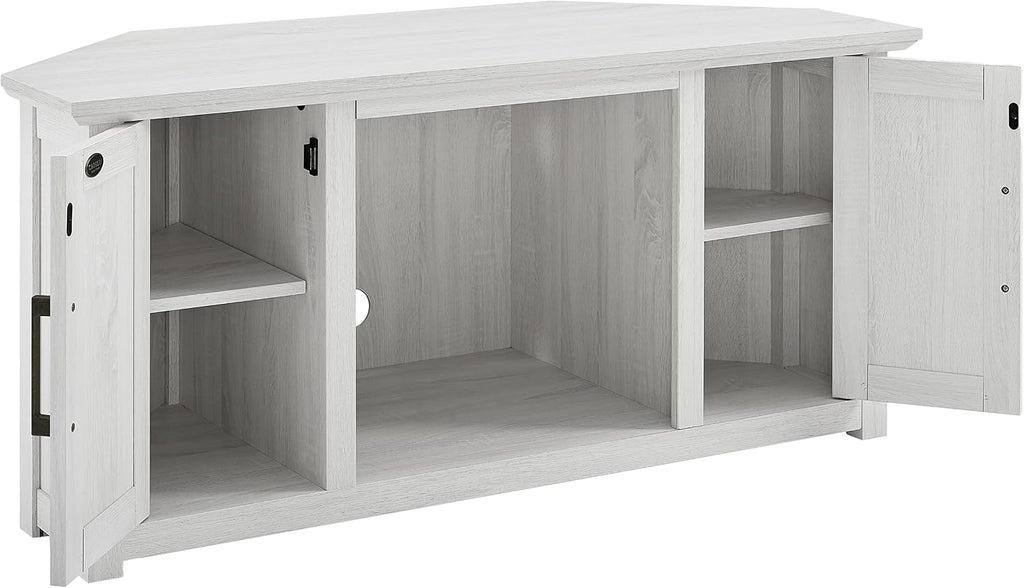Crosley Furniture Camden TV Stand for 50+ inch TVs, Entertainment Center with Adjustable Storage Shelves, Whitewash