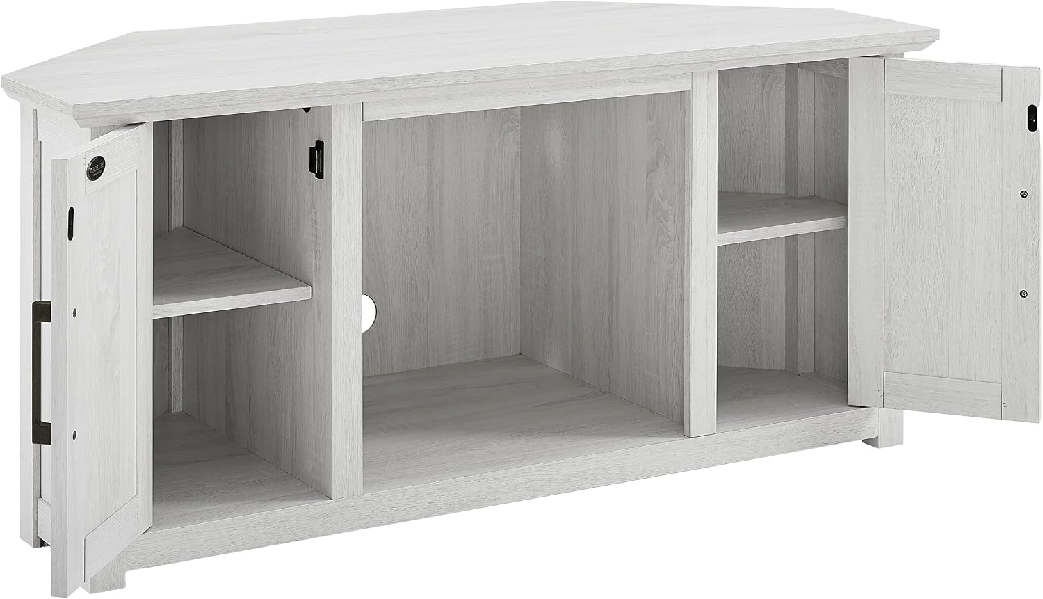 Crosley Furniture Camden TV Stand for 50+ inch TVs, Entertainment Center with Adjustable Storage Shelves, Whitewash