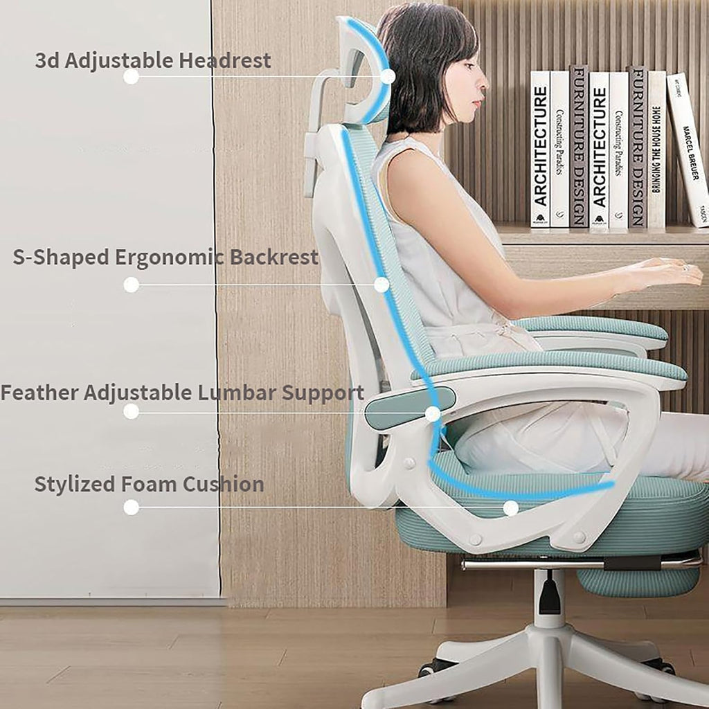 Office Chair, Mesh Ergonomic Office Chair, Home Office Computer Chair, with Lumbar Support Armrests, Height-Adjustable 360-Degree Swivel, Suitable for Heavy Weight People Use/a