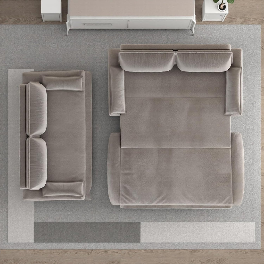 73.2-Inch Queen Size Convertible Sleeper Sofa Bed, 3-in-1 Pull-Out Futon Loveseat, Velvet Futon Couch with 2 Soft Pillows for Living Room, Office, Apartment, RV, Hide-A-Bed Fold Out Sofa&Couches