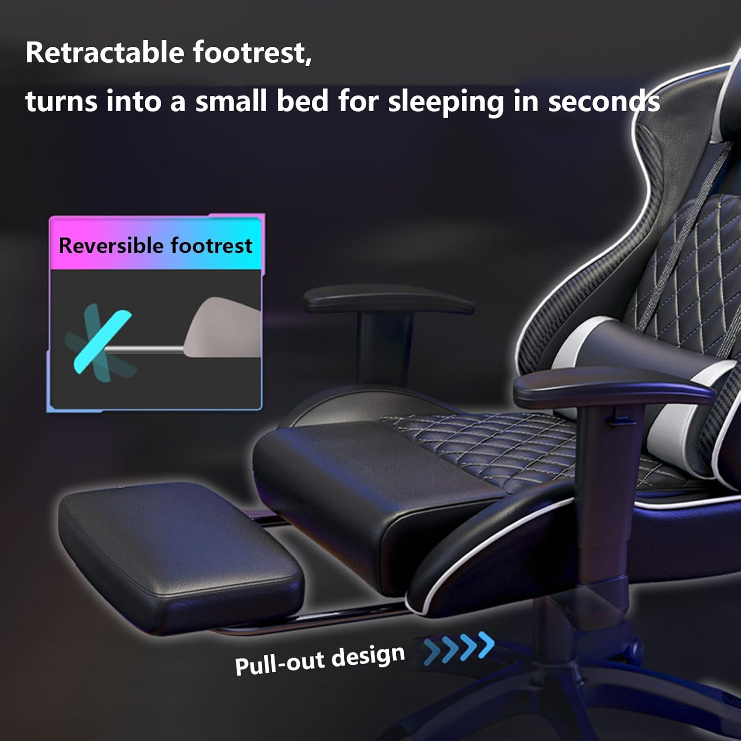 Gaming Chair Computer Chair with Footrest Breathable PVC Leather Video Game Chairs with Lumbar Support and Headrest 360 Degree Swivel Chair with Adjustable Ergonomic Backrest for Adults