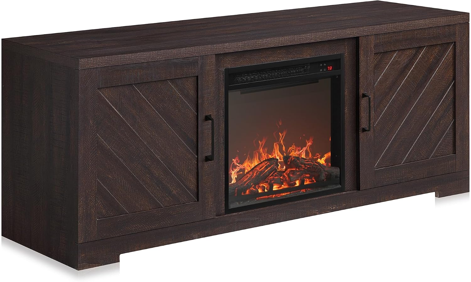 BELLEZE Modern 58' Farmhouse TV Stand with 18' Electric Fireplace Heater & Media Entertainment Center for TV up to 65', Console Table with Storage Cabinets - Hilo (Espresso)