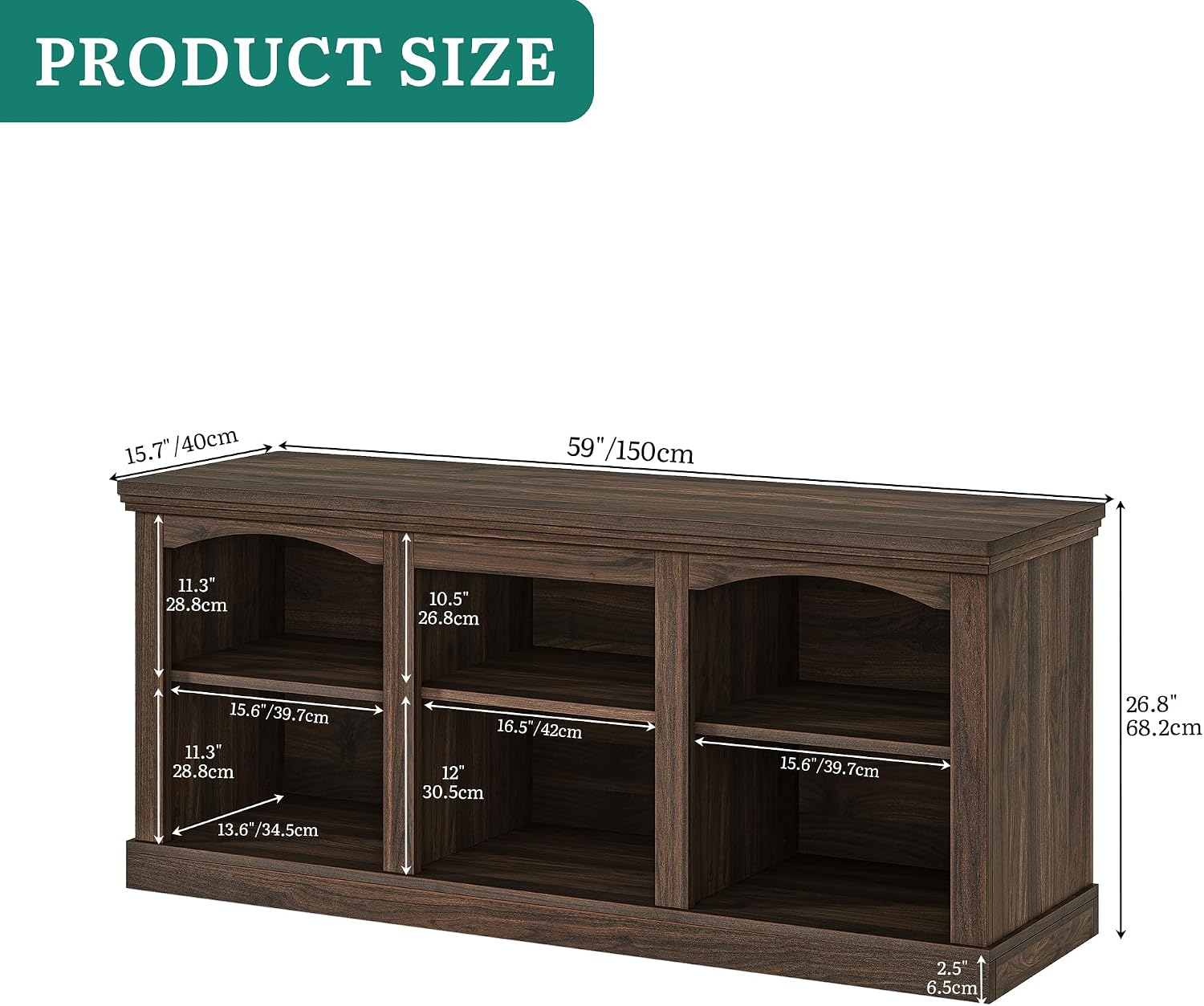 YITAHOME Farmhouse TV Stand for 65 Inch TV, Entertainment Center with Adjustable Shelf, Large TV Console Table for Living Room (Walnut)