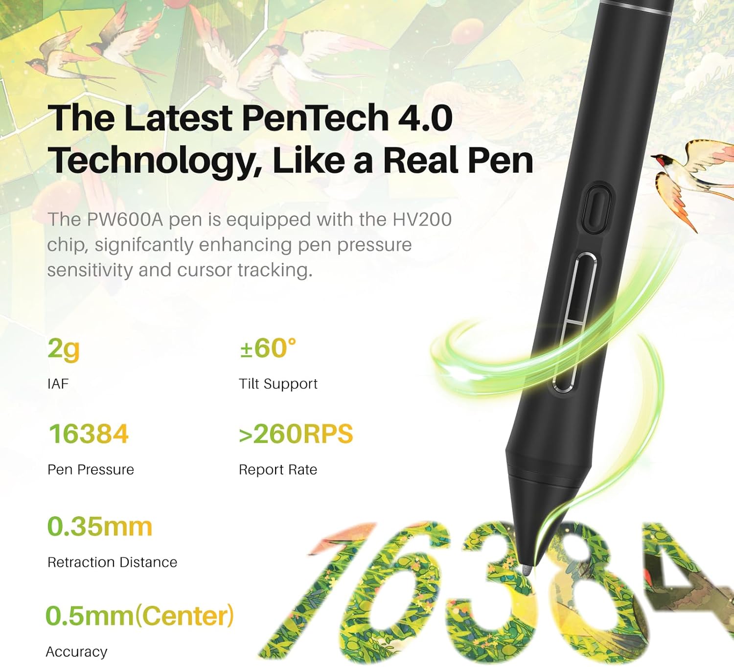 HUION Kamvas Pro 16 V2 Drawing Tablet with Screen 16K Levels PenTech 4.0 Battery-Free Pen, 15.6' Full-Laminated, Smart Touch Bar & 6 Keys Art Tablet Work with Windows, Mac and Linux