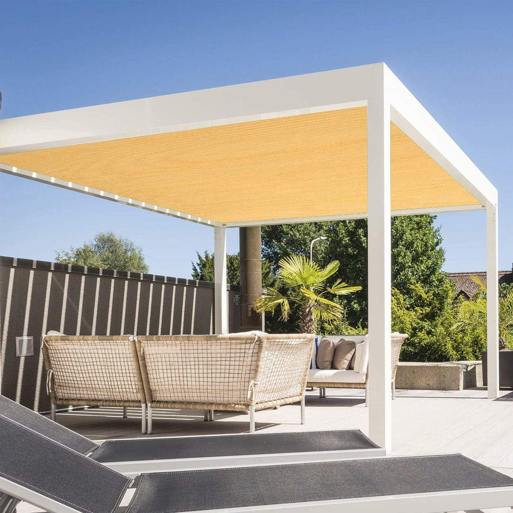 Eden's Decor Straight Flat-Edged Sun Shade Sail Rectangular 12' x 16' Wheat UV-Blocking Outdoor Canopy Fabric Cloth Awning for Pergola Patio Garden Backyard Custom Size