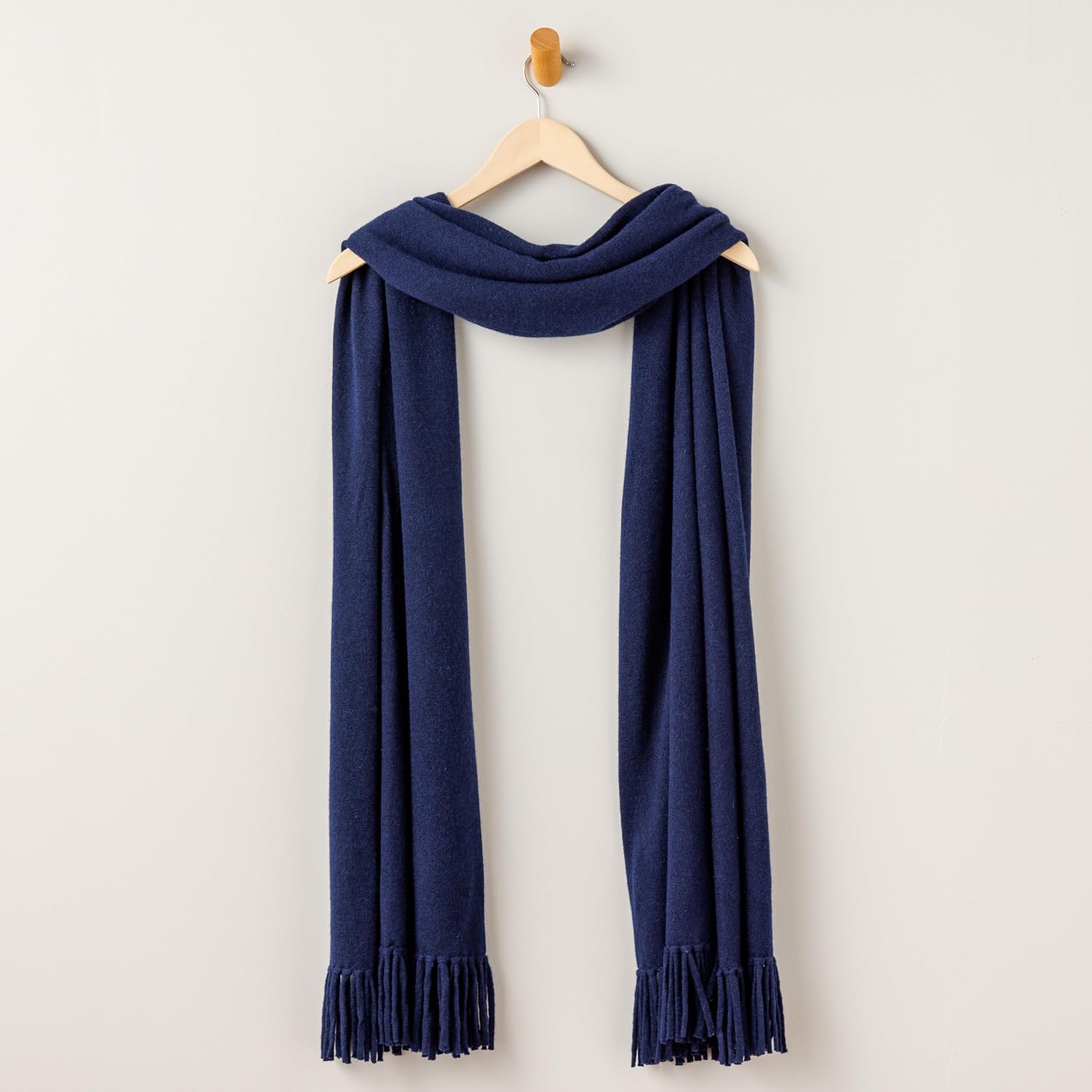 Fishers Finery Women's 100% Cashmere Knit Shawl Wrap with Fringe | Oversized 78' long by 28' wide