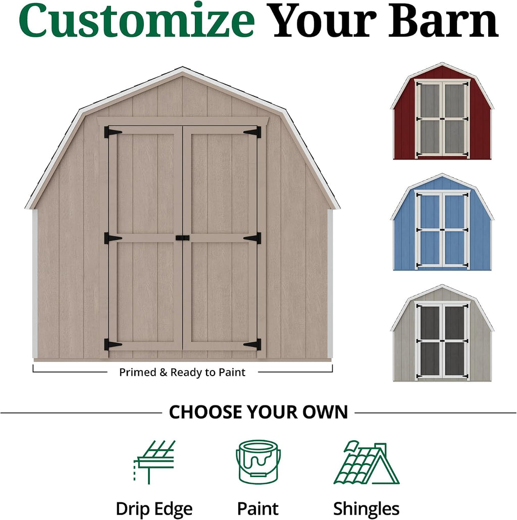 Little Cottage Co. 8x12 Value Gambrel Barn with 4 ft. Sidewalls with Floor, Outdoor Wood Storage Shed Do-It-Yourself Precut Kit