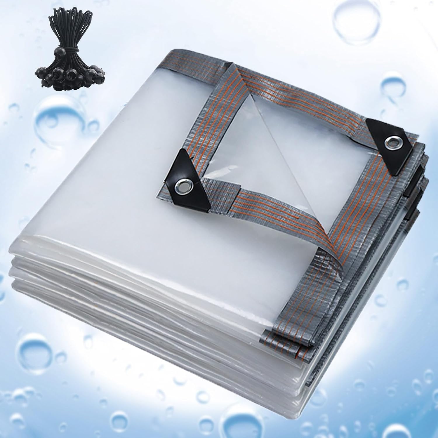 Transparent Tarps Clear Plastic Tarp with Grommets, 5 Mil Clear Tarps Waterproof Clear Tarpaulin Heavy-Duty Waterproof Cover for Patio Pergola Garden Canopy Rainproof(26x29 ft)