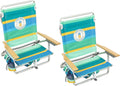 Tommy Bahama 5-Position Classic Lay Flat Backpack Cooler and Cup Holder Beach Chair, Portable Folding Beach Chair for Tanning, 2-Pack, Stripe