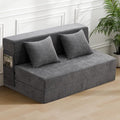 HOMFINE Folding Sofa Bed - Convertible Sleeper Chair with Pillow, Fold Out Couch, Memory Foam Floor Mattress, Futon Couch, Lazy Sofa for Living Room/Dorm/Guest Room/Home Office, Queen, Grey